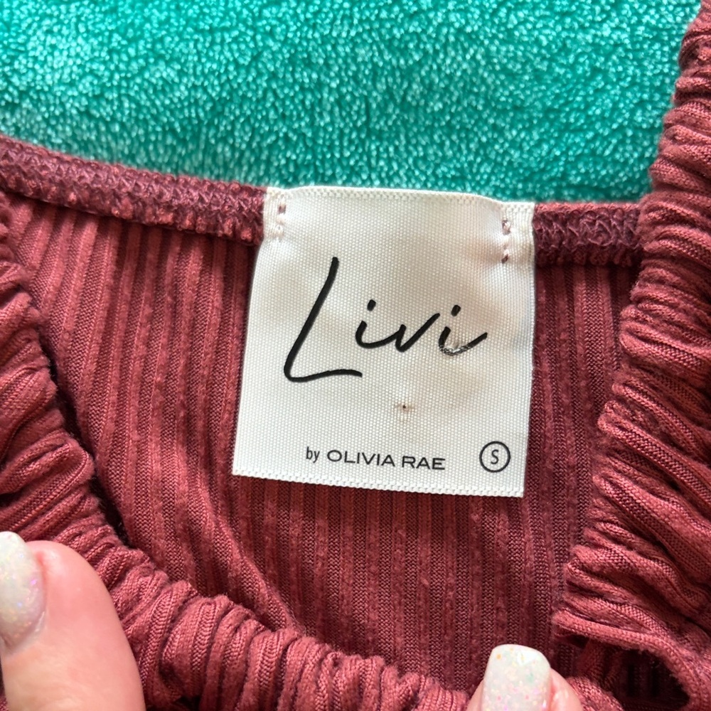 Olivia Rae Maroon Ribbed Dress - Picture 2 of 9